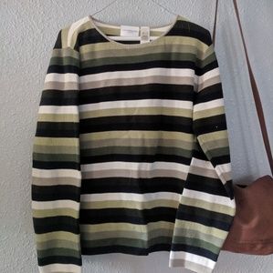 Green, stripped, sweater